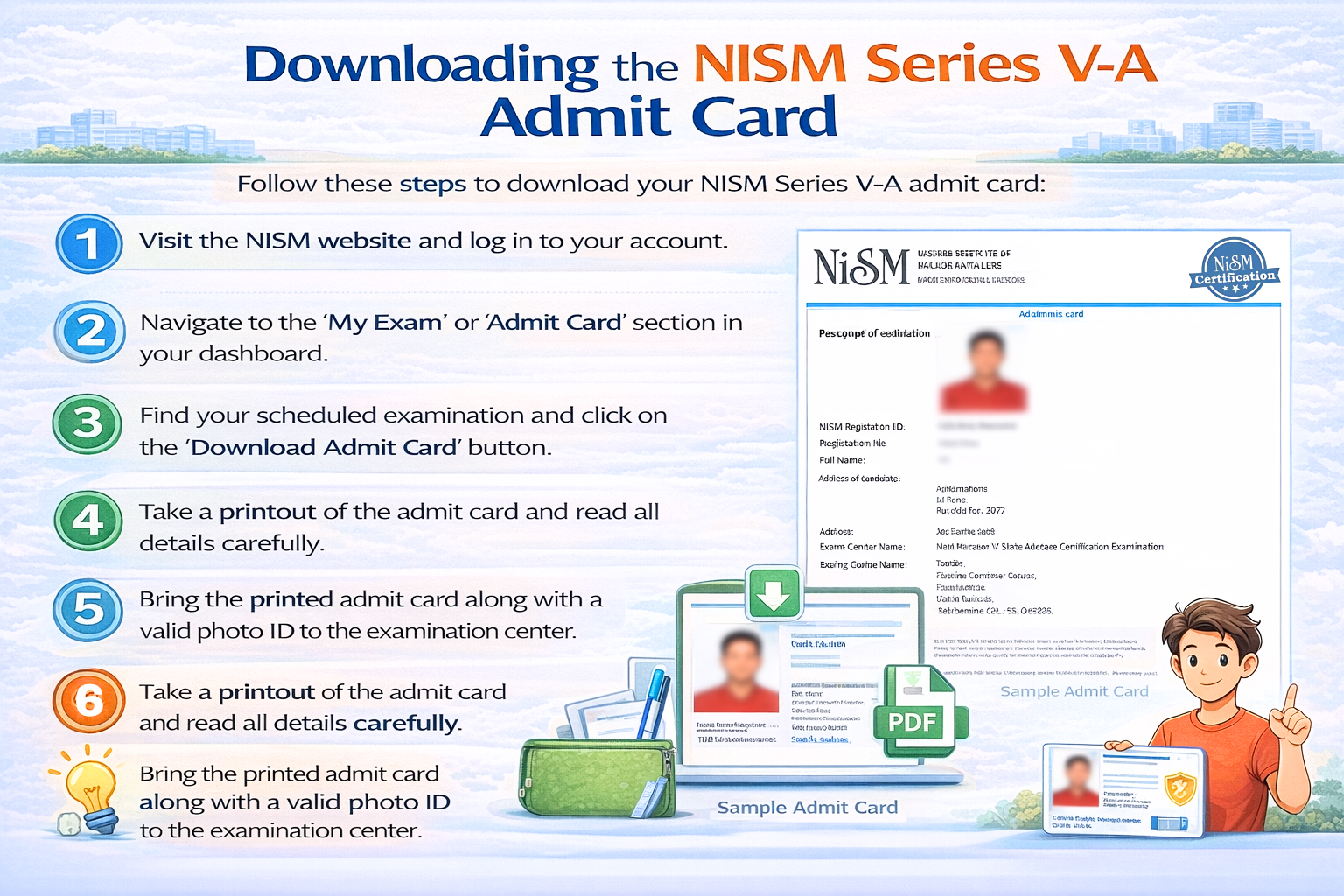 Downloading the NISM Series V-A Admit Card Infographic